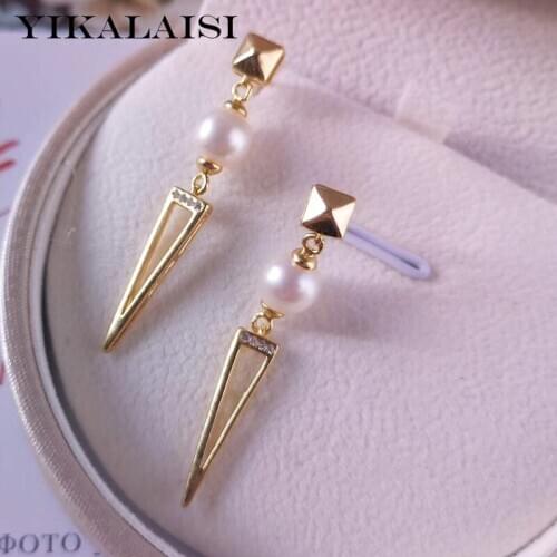 YIKALAISI 925 Sterling Silver Natural Freshwater Pearl Earrings For Women 7-8mm Round Pearl Earrings Wholesale