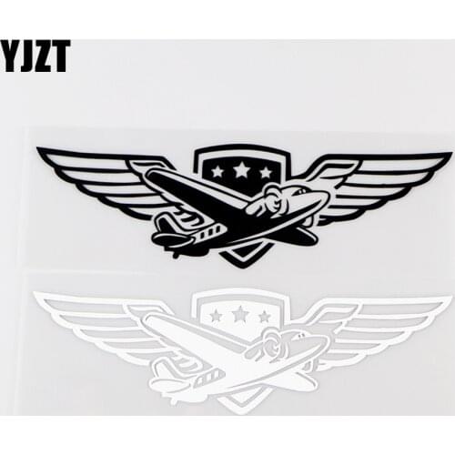 YJZT 16.5X4.8CM Funny Vinyl Car Stickers Decals Pesonality Aircraft Art Decor Black / Silver 10A-0045