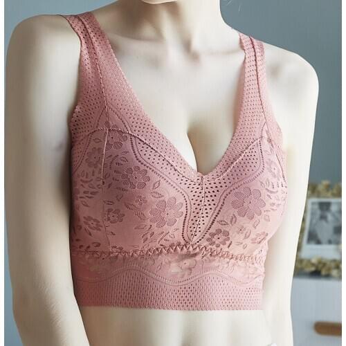 Breathable Push Up Wireless Bras For Women Sexy Lingerie Floral Lace Seamless Bralette Comfortable Fitness Tops Brassiere Bra