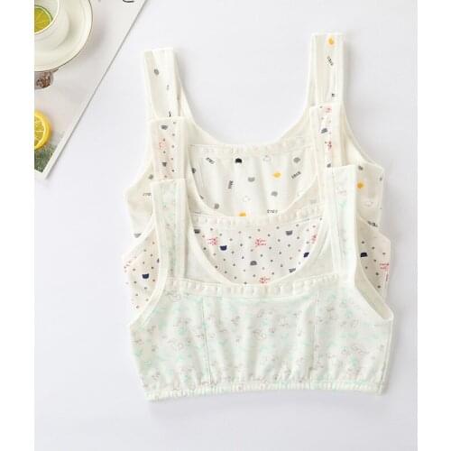 Puberty Bra Training Girls Kids Cotton Vests Sport Dot Tops Tanks Breathable Teens Students Underwear Bras 8-18 Years old