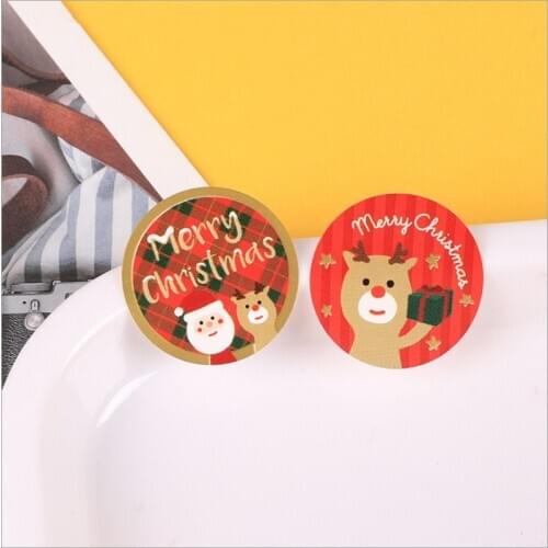 120pcs/pack Round Cute Snowman Santa Smile Bear chrismas seal sticker Packaging Baking Stickers