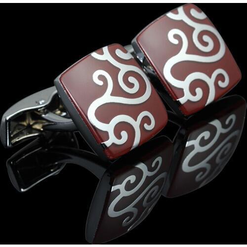 C-MAN Enamel cufflink 2 pairs/lot male French Red cuff button French Shirt Men Jewelry Wedding Groom Men Cuff Links