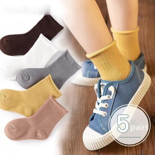 5pairs/Lot 0-11 Years Baby Toddler Cotton Socks Kids Boys and Girl Spring Summer Autumn Short Newborn Ribbed Baby Clothing Solid