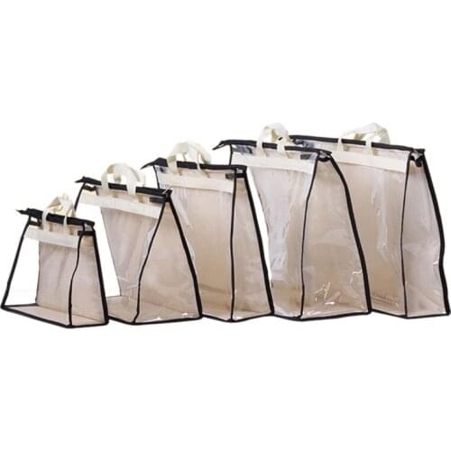 5Pcs Non-Woven Fabric Dust Bag For Handbag Transparent Travel Hanging Toiletry Storage Pouch Wardrobe Closet Dust Cover For Wome