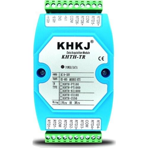 6-channel thermal resistance PT100 temperature acquisition module to isolated RS485 MODBUS RTU