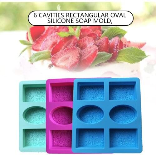 6 Cavity Rectangle Oval flower Silicone Soap Molds Handmade Soap Making Craft for Home Bathroom Soap Mold Cake candles Mould