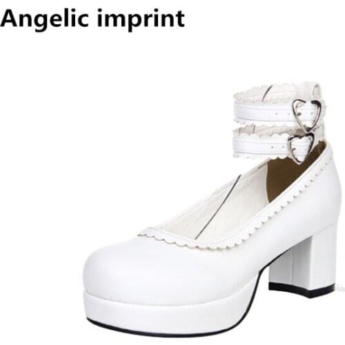 Angelic imprint handmade woman mori girl lolita cosplay shoes lady high heels pumps women princess dress party shoes 33-47 6.5cm