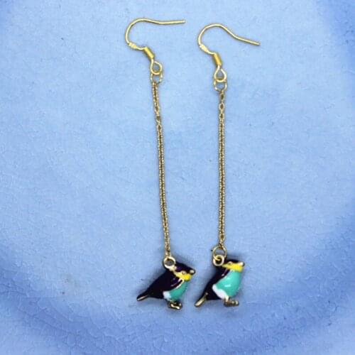 Anti-allergy Gold Color Ear Hook 3D Colorful Enamel Alloy Cute Bird Dangle Earrings For Women Fashion Jewelry Handmade Craft