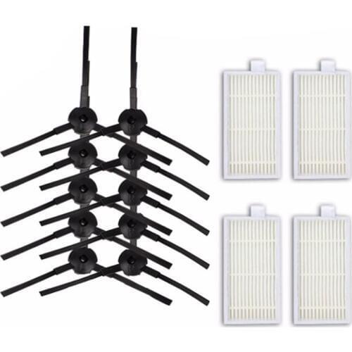 ABUO-10pcs side brush+4pcs filter Hepa for Ariete Briciola 2711 2712 2713 2717 ROBOT HOFER Cleaner parts accessories