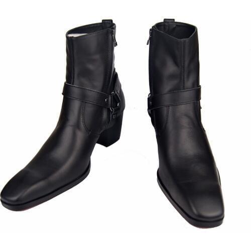 High Heel Boots For Men Handmade Genuine Leather Brand Shoes Boot Classic Retro Shoes Man Designer Wedding Shoes fast shipping