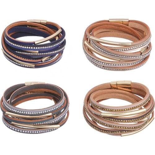 4pcs/lot Bracelet Woman Ornaments Cowhide Multi-storey Leatherwear Bracelets Happy Tube Bracelet Girl Student