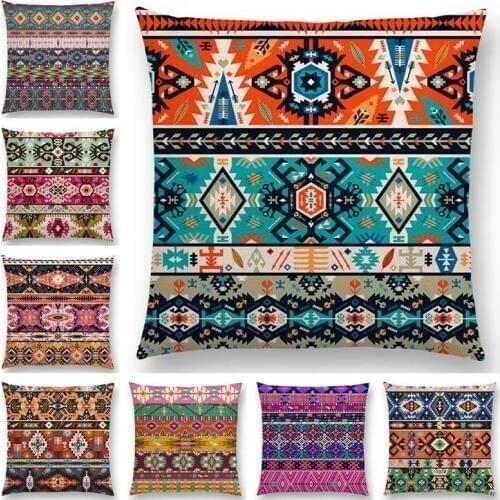 Colorful Seamless Aztec Decorative Prints Sofa Throw Pillow Case Fancy Abstract Geometric Vector Pattern Tribal Cushion Cover
