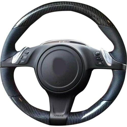 Hand Sewing Car Steering Wheel Wrap Cover Fit For Porsche Cayenne Panamera