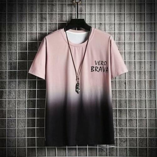 Summer Mens T Shirts Hip Hop Streetwear Gradient graphic Tops Tees Men Casual Harajuku Men Clothing Short Sleeve T Shirt Men