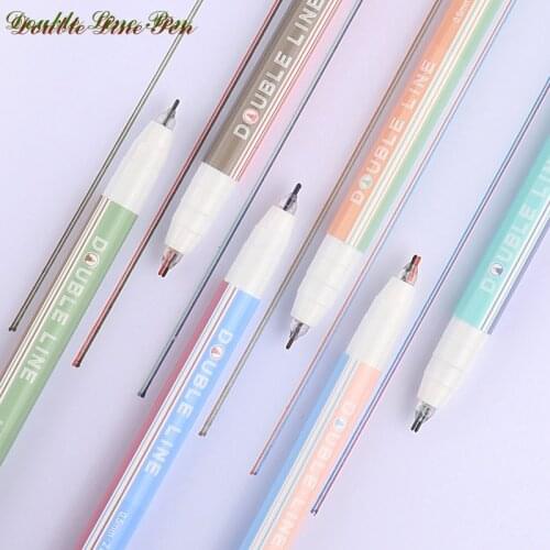 6 Colors/Set Morandi Double Line Gel Pen Creative Student DIY Diary Journal Drawing Art Marker Pen Stationery School Supplies