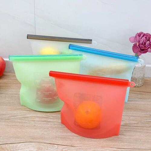 1000ml Reusable Vacuum Silicone Food Fresh Bag Sealer Milk Fruit Meat Storage Bags Refrigerator Food Storage Organizer Bag