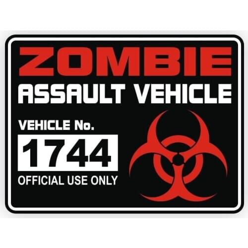 Hot Sell Fashion ZOMBIE Assault Vehicle License Retro-reflective Car Stickers Motorcycle Decals Vinyl Anti-UV PVC