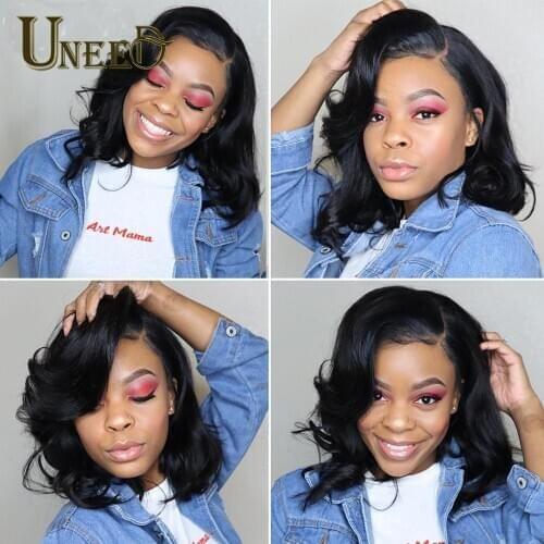 Body Wave Short Bob Wig Lace Front Human Hair Wigs Pre Plucked Hairline Natural Wigs For Black Women 13x4 Human Hair Bob Wigs