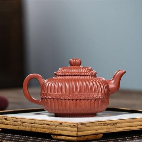 Doni Purple Clay Teapot Raw Ore Dahongpao Tendon Pattern Square Pot Household Kung Fu Teaset Chinese Exquisite Tea Kettle