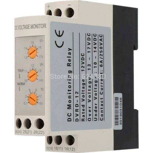 Voltage Monitoring Relay DC 12V/24V/36V/48V Over-Voltage and Under-Voltage Protection Relay 35MM Guide Rail 13-17V 10-14V(DC24V)