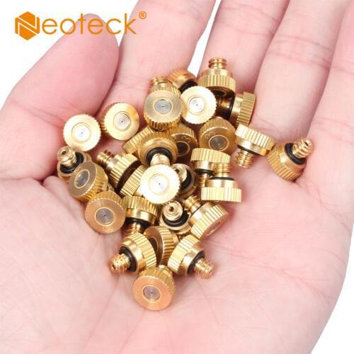 Neoteck For Outdoor Cooling System 0.012" 10/24 UNC Garden Brass Nozzles Spray 30PC Brass Misting Nozzles water mister Sprinkle