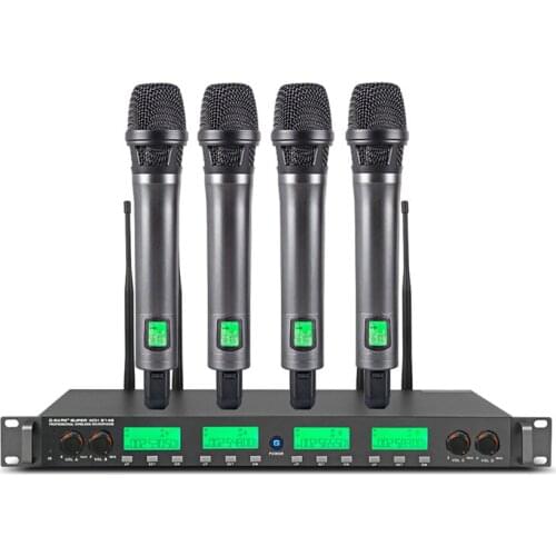 1Set 4 Channel Metal Wireless Microphones 200M transport Professional Mic For Music Studio MK010F
