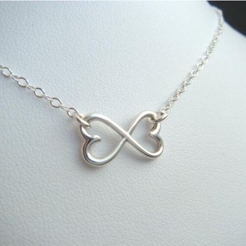 10PCS Outline Open Two Love Heart Necklace Geometric Wire Horizontal 2 Double Hearts Infinite Infinity Necklaces for Women
