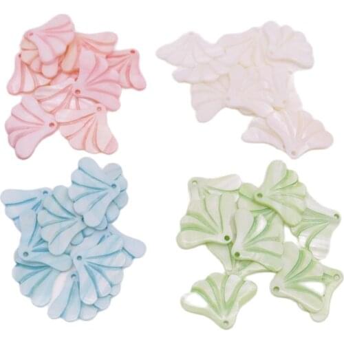 10 PCS 20mmX30mm Fan Flower Shell Mother of Pearl White Pink Green Blue