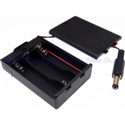 2pcs 3 slots 4.5V AA Battery Case Battery Storage Boxes With switch with cover with 5.5*2.1mm DC Jack Plug