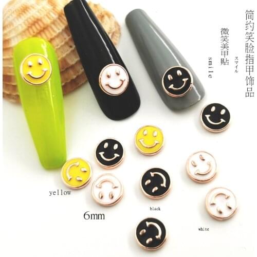 20pcs/pack Korea 3D Nail Art Parts Alloy Kawaii Smile Face Accessories Charm Nail Tips Supplies for Professionals