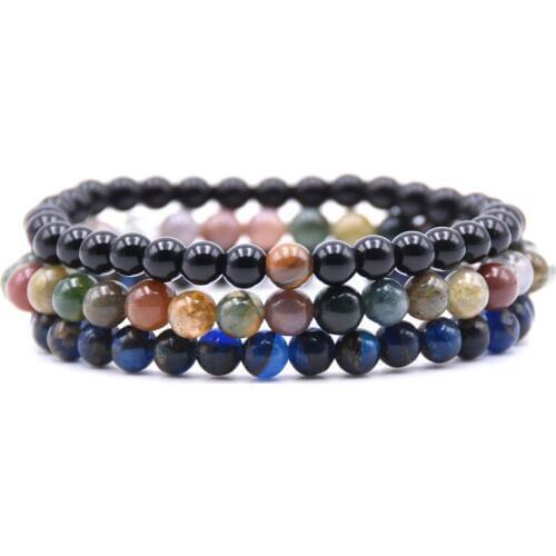 3pcs/sets 6MM Women Men Handmade Indian Style Charm Beaded Strand Bracelets Bangle Unisex Jewelry Armbanden Bransoletka Bijoux