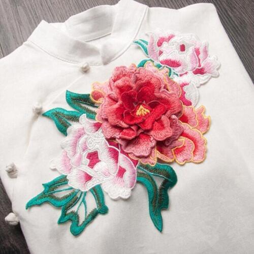 3D Peony Lace Patch Fabric Computer Applique Embroidered Flowers Stage Clothes Diy Sewing Decorative Clothing Accessories