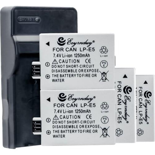 4PACK LP-E5 Digital Camera Battery + LPE5 LP E5 USB Charger For Canon EOS 450D 500D 1000D Kiss X3 Kiss F Rebel Xsi