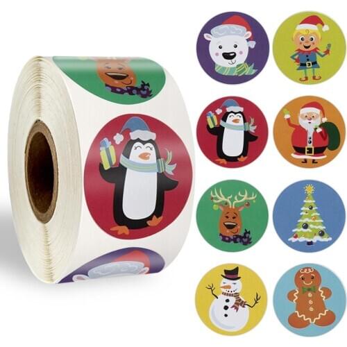 500pcs Christmas Sticker cartoon Christmas Tree Santa Claus Design Paper Label Merry Christmas cute Stickers Stationery Stickers