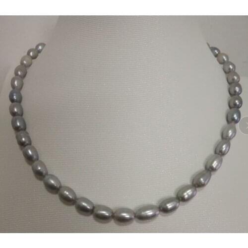 9-10 mm Natural South Sea Gray Pearl Necklace 18"