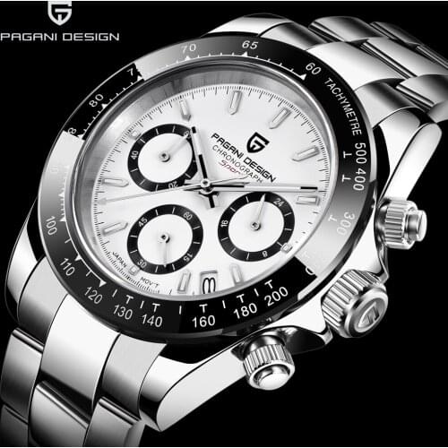 Classic Pagani Design 40MM Quartz Watch Men Stainless Steel Japan VK63 Mens Watches Waterproof Chronograph Sports Reloj Hombre
