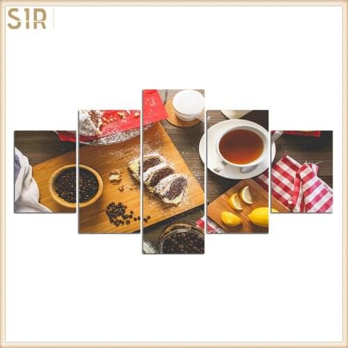 Food Restaurant Hotel Decoration Wall Art HD Five Poster Printing Oil Painting Home Mural Delicious Poster For Dining Room Decor