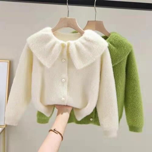 Baby Girl Winter Sweater Cotton Warm 1-12 Years Girls Clothes Tops Green Sweet Solid Soft Fall Coats Toddler Casual Cardigan