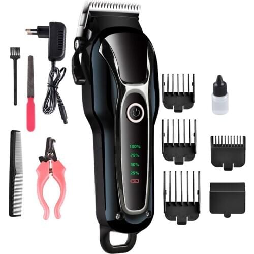 Electric Pet Dog Clipper Dog Hair Trimmer Kit Rechargeable Pet Dog Cat Low-noise Grooming Shaver Cut Machine Set+Spare Blade