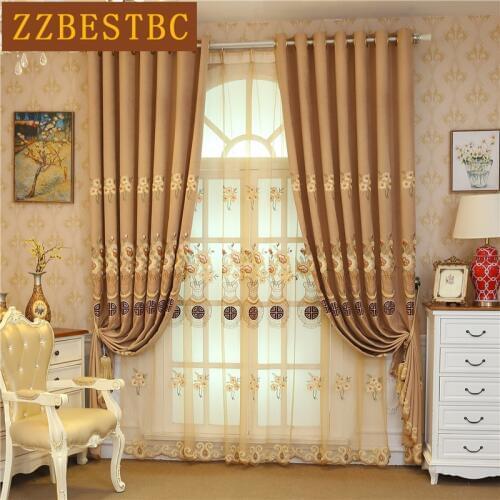European high quality vase embroidered villa curtains for living room windows modern minimalist luxury curtains for bedroom