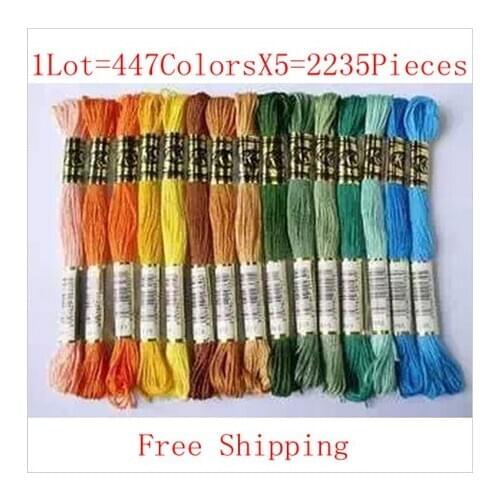 Hot Sell Cross Stitch Thread 1Lot=2235Pieces=447ColorsX5Sets Similar DMC Free Shipping