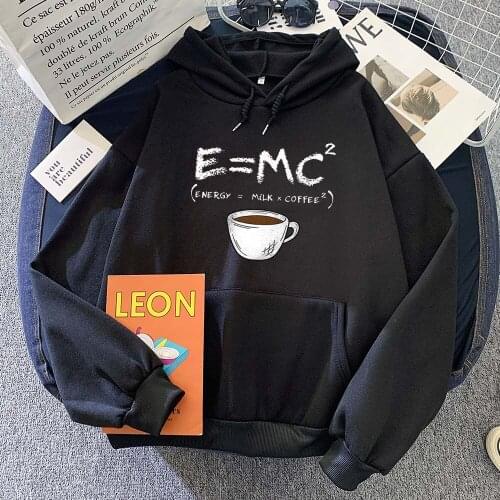 Energy=milk+coffee Harajuku Hoodie Women Casual Fashion Sweatshirt Fleece Kangaroo Pocket Clothes Loose Pullover Hoodies Female