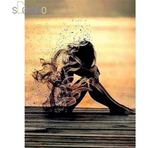 SDOYUNO Painting By Number Girl Drawing On Canvas HandPainted Wall Art DIY Pictures By Number Figure Home Decoration Gift Kits