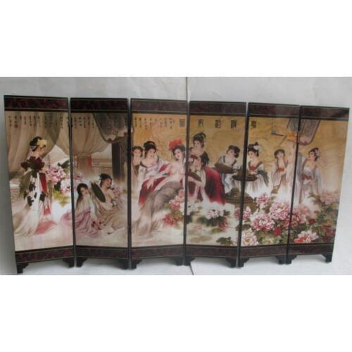 China 6 block Folding screen imperial concubine shower Figure Ornament decoration