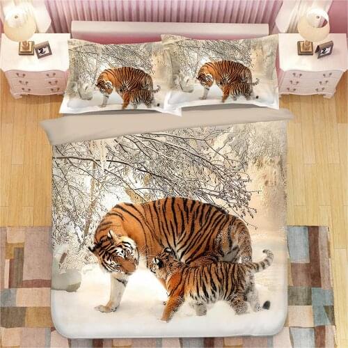 3D Animal Lion Tiger Owl Print Bedding Set Duvet Covers Pillowcases NEW Comforter Bedding Sets Bedclothes Bed Linen 10