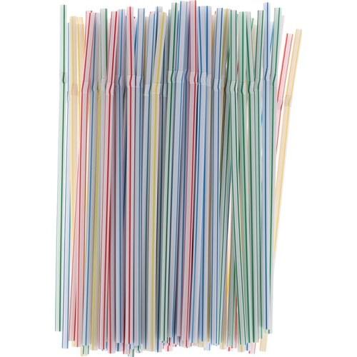 Colorful 100PCS/set 21cm Curved Plastic Drinking Straw Cocktail Lounge Wedding Birthday Party