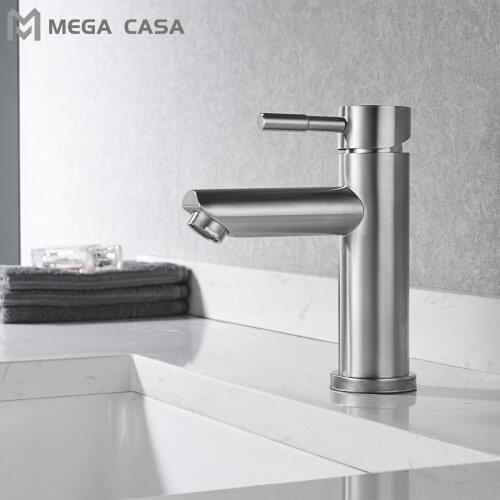 Brushed Nickel Basin Faucets Bathroom Basin Sink Stainless Steel Deck Mounted Hot Cold Mixer Tap Single Hole Bathroom Tap