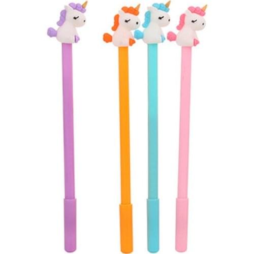 Unicorn Cute Pens 0.5mm Kawaii Stationery Gel Pens Novelty Cartoon Gel Pen Student Stationery Black Pen Kawaii School Supplies