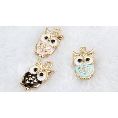 Cute Pink Black Owl Pendant Exquisite Korean Charms Elegant DIY Accessories For Handmade Women Jewelry Necklace Bracelets