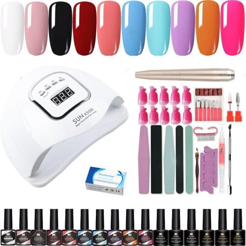 Nail Set UV LED Lamp Dryer with 10/16 PCS Nail Gel Polish Kit Soak Off Manicure Set Aolly Electric Nail Drill for Nail Tools Set